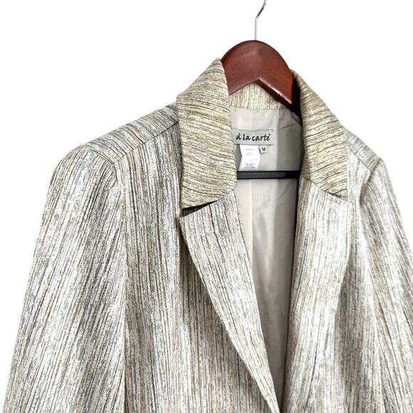 A la Carte Medium Sparkly Silver Wearable Art Jacket Blazer Blouse Shirt Top - Picture 3 of 9